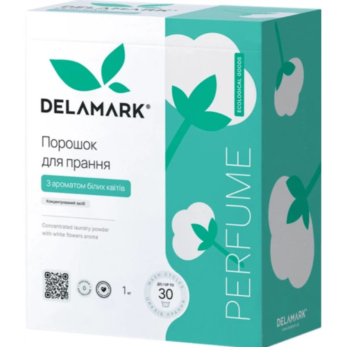 Порошок безфосфатний концентрат DeLaMark Universal з ароматом білих квітів, 1 кг